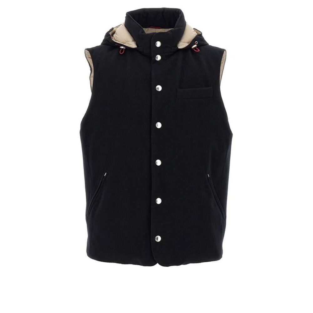 Brunello Cucinelli Black Wool Sleeveless Men's Jacket